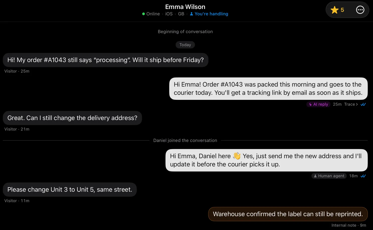 Capture de l’app AskAIs : une conversation client avec une réponse de l’IA