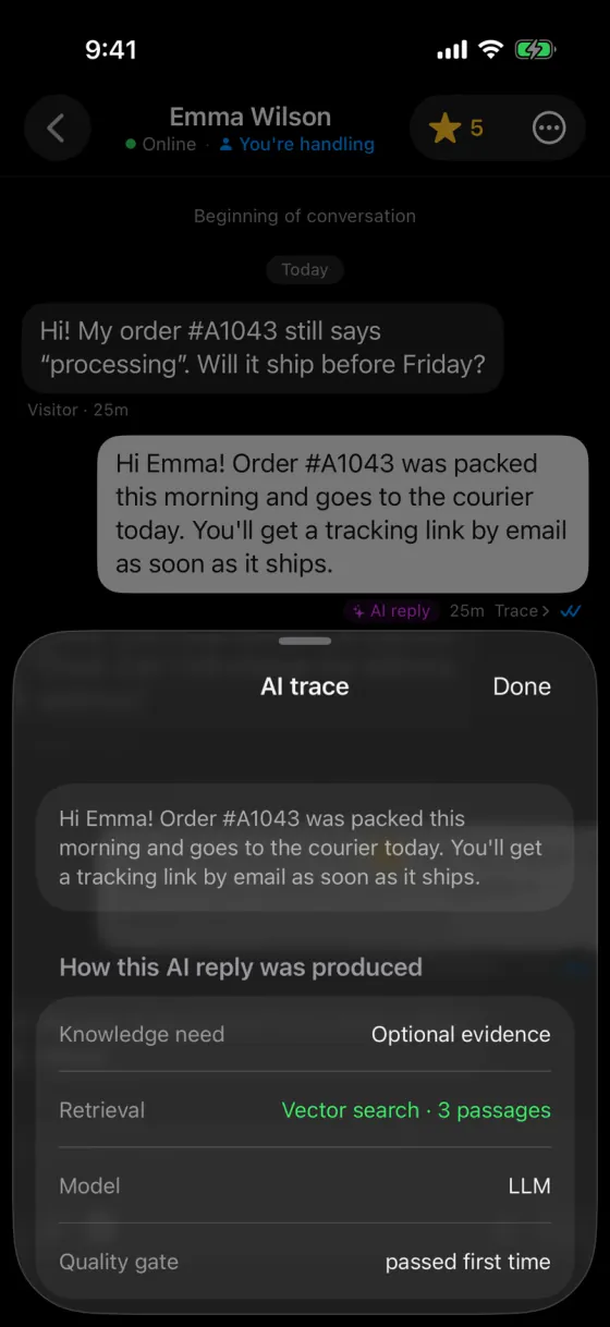 AskAIs sur iPhone : une réponse de l’IA avec sa trace IA ouverte