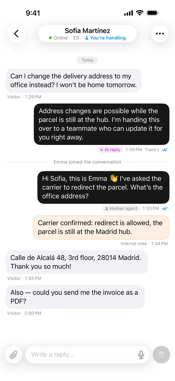 telmini on iPhone: a customer conversation